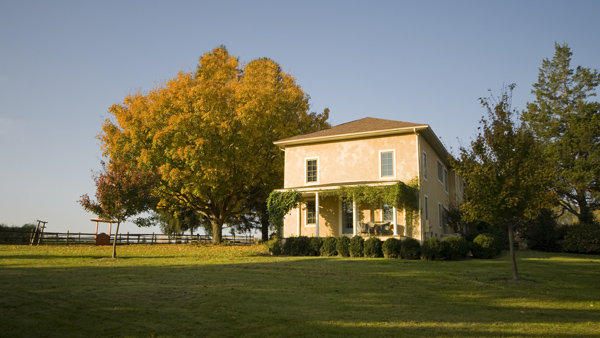 A farmhouse in Chester County, Pennsylvania USA very early in the morning. 